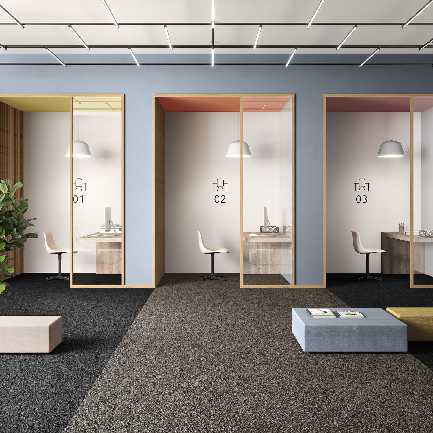 Ковровая плитка Associated Weavers Medusa Tile цвет 43 Mocca 500×500×5,4 фото в интерьере